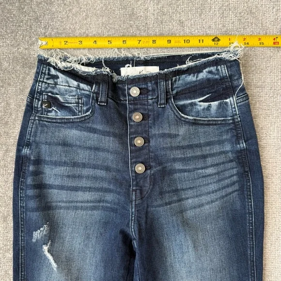 KanCan Jeans Womens 9/28 Distressed High Rise Button Fly Raw Hem Ankle Denim - Picture 6 of 11